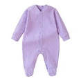 thumbnail image 1 of Rhuody Grenouillère pour Garçons Combinaison à Manches Longues Col Rond Justaucorps pour Nouveau-Né Fermeture à Boutons-Pression devant Pyjama pour Bébé Tenue Complète avec Mitaines Intégrées et Sans Chaussettes Vêtements Élégants Violet 0-3 Mois, 1 of 3