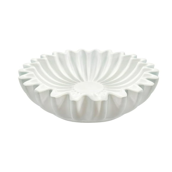 CSChome Ruffle Decorative Bowl Modern Living Room Office Resin Fluted Bowl Coffee Table Bookshelf Desktop Decoration Housewarming White Ruffle Decorative Bowl Modern Resin Bowl