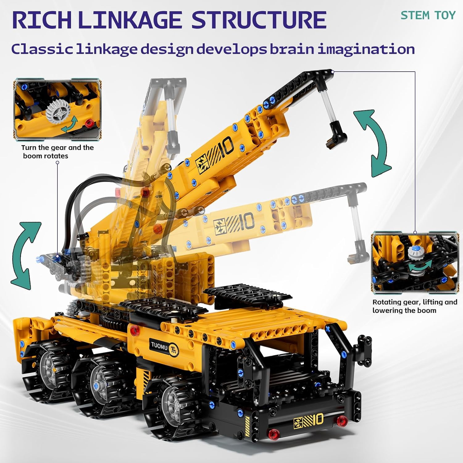 Technic robot building block compatible with Lego-technic,5 in 1 STEM Building Block Set Remote Control and AppControlledExcavator/Crane/Truck/Bulldozer/Roller, Programable Technic-project robots
