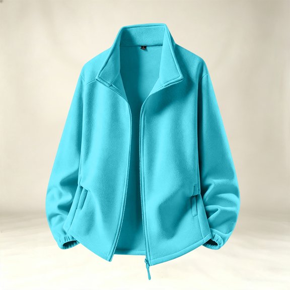 Men's Stand Collar Jacket Full Zip Long Sleeve Solid Jacket Fall Winter Loose Causal Jacket, M