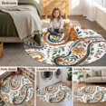 thumbnail image 5 of Paisley Flower Round Area Rug 6Ft Washable Circle Rugs for Bathroom Office, Spring Watercolor Floral Leaf Plant Non-Slip Carpet Floor Mats Indoor Outdoor Carpet Runner Aesthetic Home Decor, 5 of 8