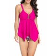 thumbnail image 3 of EYIIYE Women's Conservative Swimsuits 2 Pcs Set Ladies Solid Color Tank Tops Ruffled Hem Camisole with Shorts Tankini Swimwear Bathing Suits Beachwear, 3 of 5