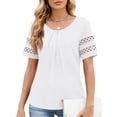 thumbnail image 5 of WULMLEO Women's Casual Lace Trim Top Short Sleeve Lightweight Summer Blouse White 2XL, 5 of 5