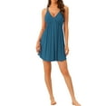 thumbnail image 2 of INSPIRE CHIC Women's Sleeveless Sleepshirt Chemises Lingerie V Neck Mini Slip Soft Pajama Dress L Peacock Blue, 2 of 6