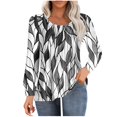 thumbnail image 2 of Royisotas Casual Plus Size Tops for Women Gray Fall and Winter Print Long Sleeve Plus Size Blouses for Women Loose Crew Neck Pleated Tshirts Shirts, 2 of 5