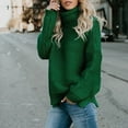 thumbnail image 6 of Plus Size Sweater Tops On Seasonal Women's Solid Color Thick Line Long Sleeve Turtleneck Sweater Green 10(L), 6 of 9