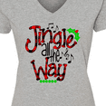 thumbnail image 4 of Inktastic Christmas Jingle All the Way with Music Notes and Holly Women's V-Neck T-Shirt, 4 of 5