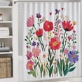 thumbnail image 5 of 4 Piece Shower Curtain Sets Shower Curtain Set with Curtain Rug Toilet Cover And U Shaped Mat Wildflower Spring Durable And Waterproof Rustic Farmhouse Summer Decor Watercolor for Bathroom Decor, 5 of 8