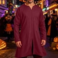 thumbnail image 4 of Yaoyar Men's Washed Cotton Medieval V Neck Long Sleeve Tunic, Renaissance Style Shirt for Halloween Costume Role Play, 4 of 8