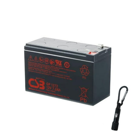 CSB GP1272F2 12 Volt 7.2 Amp Hour SLA Sealed Lead Acid Battery - Complimentary Neptune LED Flashlight