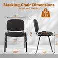 thumbnail image 3 of CLATINA Set of 5 Pack Stackable Waiting Room Chairs Fabric Black Reception Chair Metal with Thickened Seat Back Cushion for Waiting Conference Room Guest Stool (5 Pack), 3 of 9