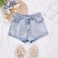 thumbnail image 4 of ATOGUTA Girls School Denim Shorts Cute Summer Trendy Fashion Jean Shorts High Waist Straight Leg Clothes Jorts Size 13-17, Light Blue, 4 of 6