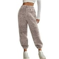 thumbnail image 2 of YOIAVAIOY Women Fleece Sherpa Pants Winter Thermal Fuzzy Pants Trendy Soft Furry Elastic Waist Lounge Pants CoffeeXL, 2 of 6
