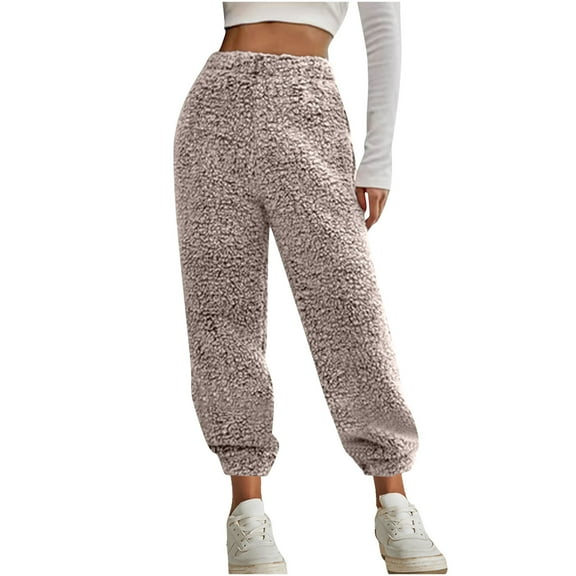 FNFYFH Womens Plush Fleece Sweatpants Thermal Jogger Sweat Pants Winter Fluffy Sleep Lounge Pajama Pants Pj Bottoms