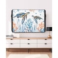 thumbnail image 3 of Outdoor TV Cover 52 to 55 Inch Weatherproof, Blue Coastal Ocean Waterproof TV Screen Protector for Outside Decor with Zipper and Pocket 52"L x 30"H , Sea Turtle Starfish Coral White, 3 of 7