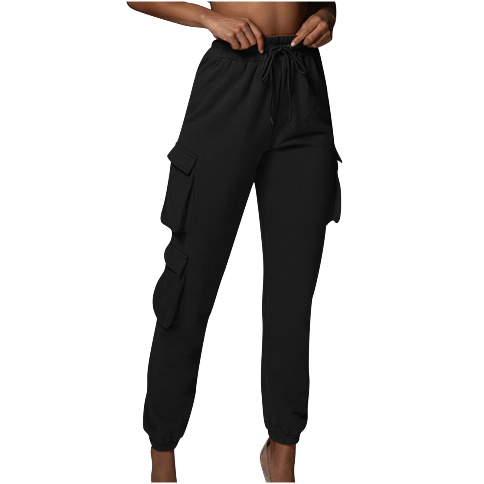 Brglopf Cargo Sweatpants for Women with MultiPockets Cotton Soft High