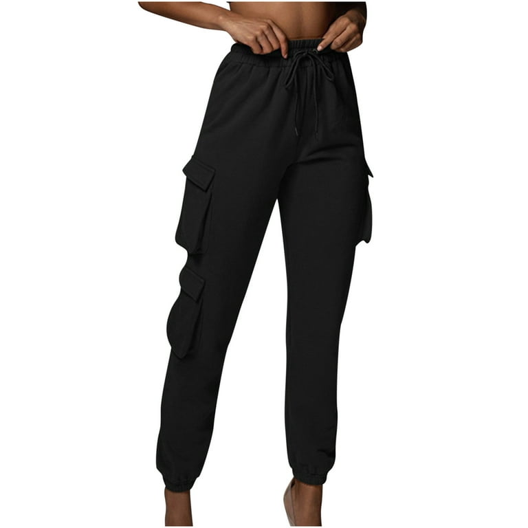 Women's Joggers Pants with Flap Pockets Elastic Waist Athletic Cargo Pants  Tapered Sweatpants Hiking Lounge Pants : : Clothing, Shoes &  Accessories