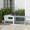 thumbnail image 2 of PawHut Wooden Rabbit Hutch Bunny Hutch Outdoor Guinea Pig House, Blue, 2 of 10