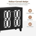 thumbnail image 6 of Sideboard Buffet Cabinet with Storage, 4-Door Mirror Hollow-Carved Accent Storage Cabinet with Adjustable Shelves, TV Console Table for TVs up to 65inch for Living Room Bedroom Entryway, Black, 6 of 7