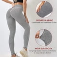 thumbnail image 4 of Women Booty Yoga Pants High Waisted Ruched Butt Lift Textured Tummy Control Scrunch Leggings, Gray-M, 4 of 10