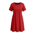 thumbnail image 5 of hotojiny Spring Dresses for Women Loose Fit Casual Pleated Mini Dresses Soft Short Sleeve Crewneck Sundresses for Beach Travel, 5 of 7