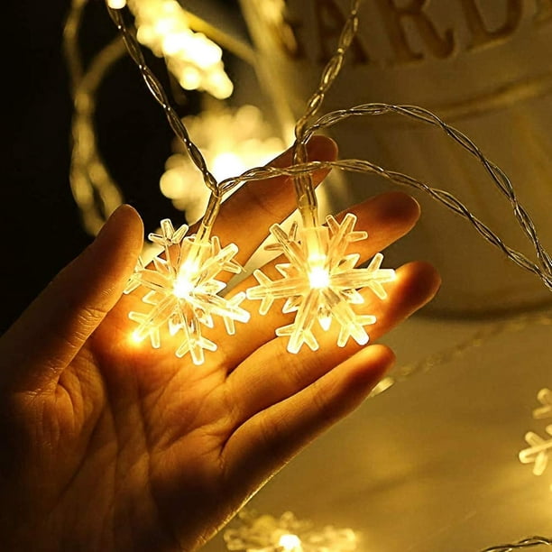 Guirlande lumineuse LED à piles - Flocons de neige, Étoiles, Arbres