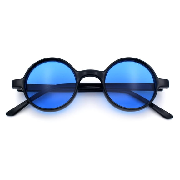 SA106 Wizard Hippie Hustler Color Lens Round Circle Lens Sunglasses / Blue Lens