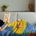 thumbnail image 3 of Yellow Submarine Soft Flannel Fleece Blanket, Boy and Girl Children with Dog in Submarine Colorful Cartoon Illustration, Cozy Plush for Indoor and Outdoor Use, 70" x 90", Multicolor, by Ambesonne, 3 of 5