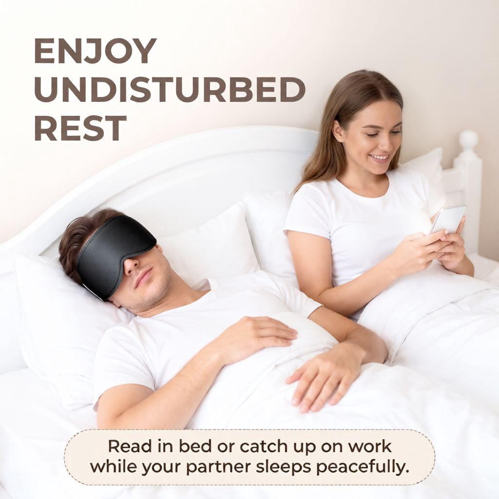 Weighted Eye Mask, Blackout Sleep Mask with Zero Eye Pressure, 3D Contoured Eye Cover, Soft Memory Foam, Secure Full Coverage Band for Night Shift Rest, Bedtime Relaxation, for Women and Men
