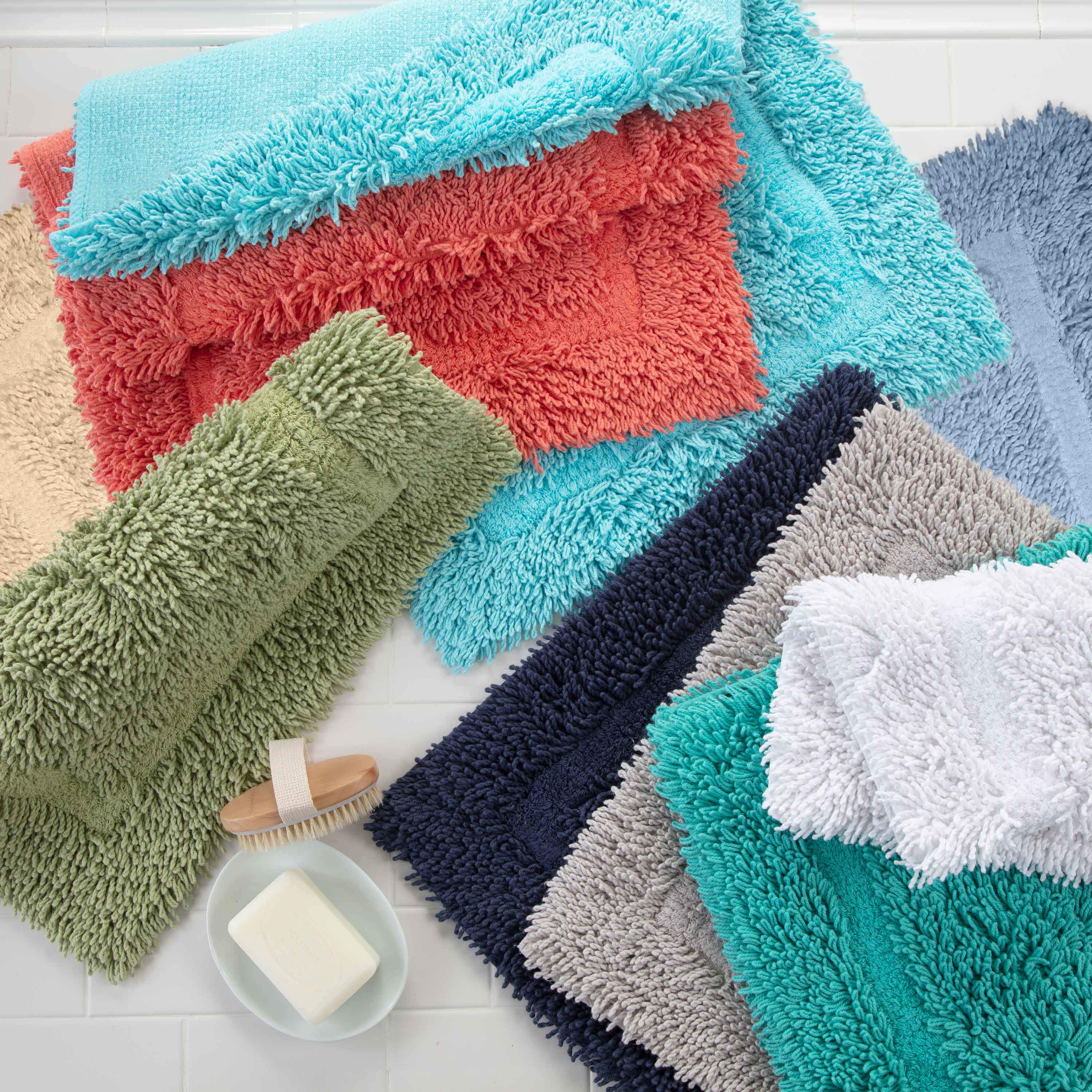 Martex Cotton Bath Rug | Ringspun Soft & Absorbent Non-Slip Quick-Dry Bathroom Mat | Soft Blue