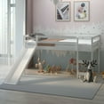thumbnail image 3 of Gymax Lit Mezzanine Format Simple avec Glissade en Bois, Lit Mezzanine Bas et Robuste pour Chambre d'Enfant, Blanc, 3 of 10