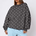 thumbnail image 6 of Bexdxz Women's Oversized Polka Dot Crewneck Sweatshirt, Soft Long Sleeve Pullover Top, Casual Y2K Fall Daily Wear Outfit Dark Gray S, 6 of 6