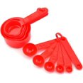 thumbnail image 1 of shiyou-Plastic Measuring Cups and Spoons Set of 11, Kitchen Measuring Cups and Spoons Set for Dry & Liquid Ingredients, 5 Measuring Cups & 6 Measuring Spoons Set for Cooking & Baking Red, 1 of 4