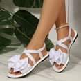 thumbnail image 4 of Viluyesy Women's Flat Sandals, New Style Bowknot Elastic Ankle Strap Open Toe Summer Casual Beach Vacation Shoes White, 4 of 7