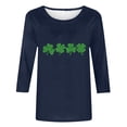 thumbnail image 4 of T-Shirt Ample à Manches Trois-Quarts et Col Rond Imprimé pour la Saint-Patrick pour Femmes, 4 of 6