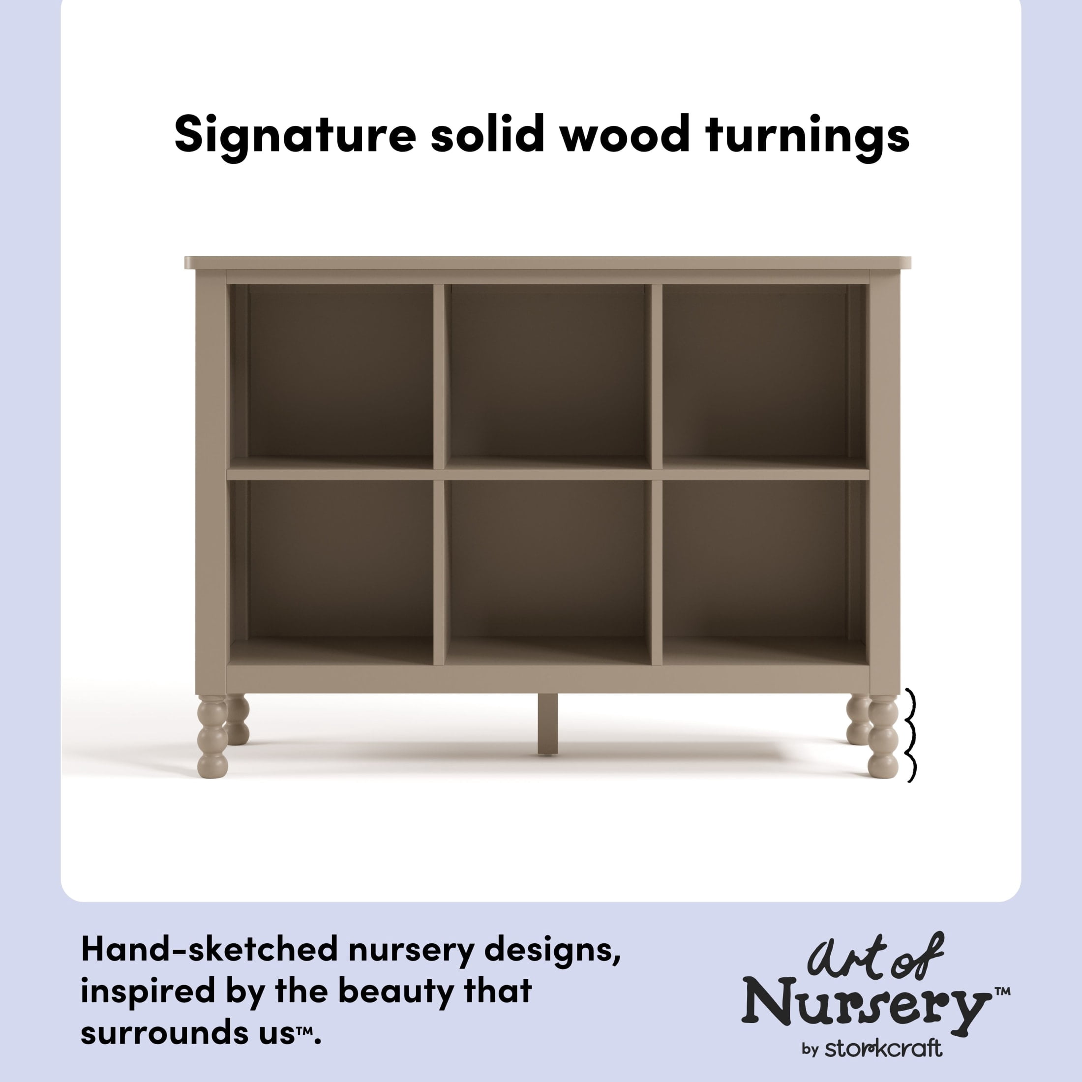 Art of Nursery by Storkcraft Rio 6 Cube Storage Organizer Kids Bookcase - Taupe