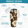 thumbnail image 2 of Yayeee 30oz Double-Wall Insulated Stainless Steel Tumbler with Handle Bottle, Brown Floral, 2 of 8
