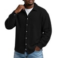 thumbnail image 5 of ZCFZJW Men's Button Down Shirt Texture Wrinkle Free Shirts Long Sleeve Waffle Untucked Shirt with Pockets Lightweight Thin Jackets Tops Black XXXXL, 5 of 8