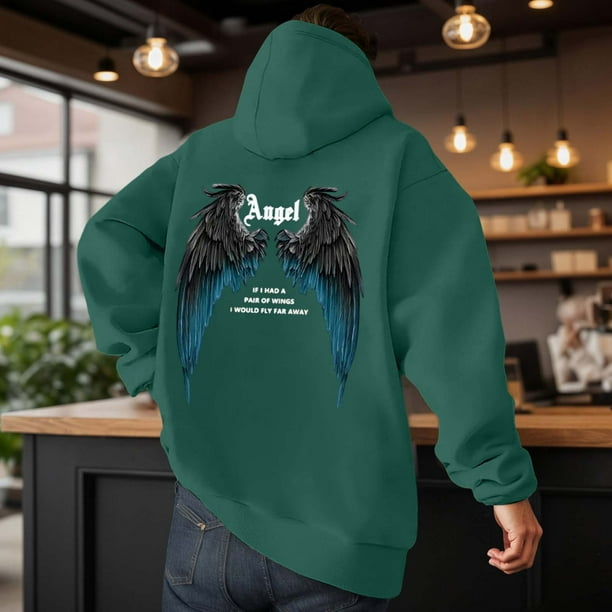 WILLBEST Sudadera con Capucha Informal con Estampado De Ángel De Invierno, Forrada, Cálida, Suave y Cómoda, De Manga Larga para Exteriores XXGrande