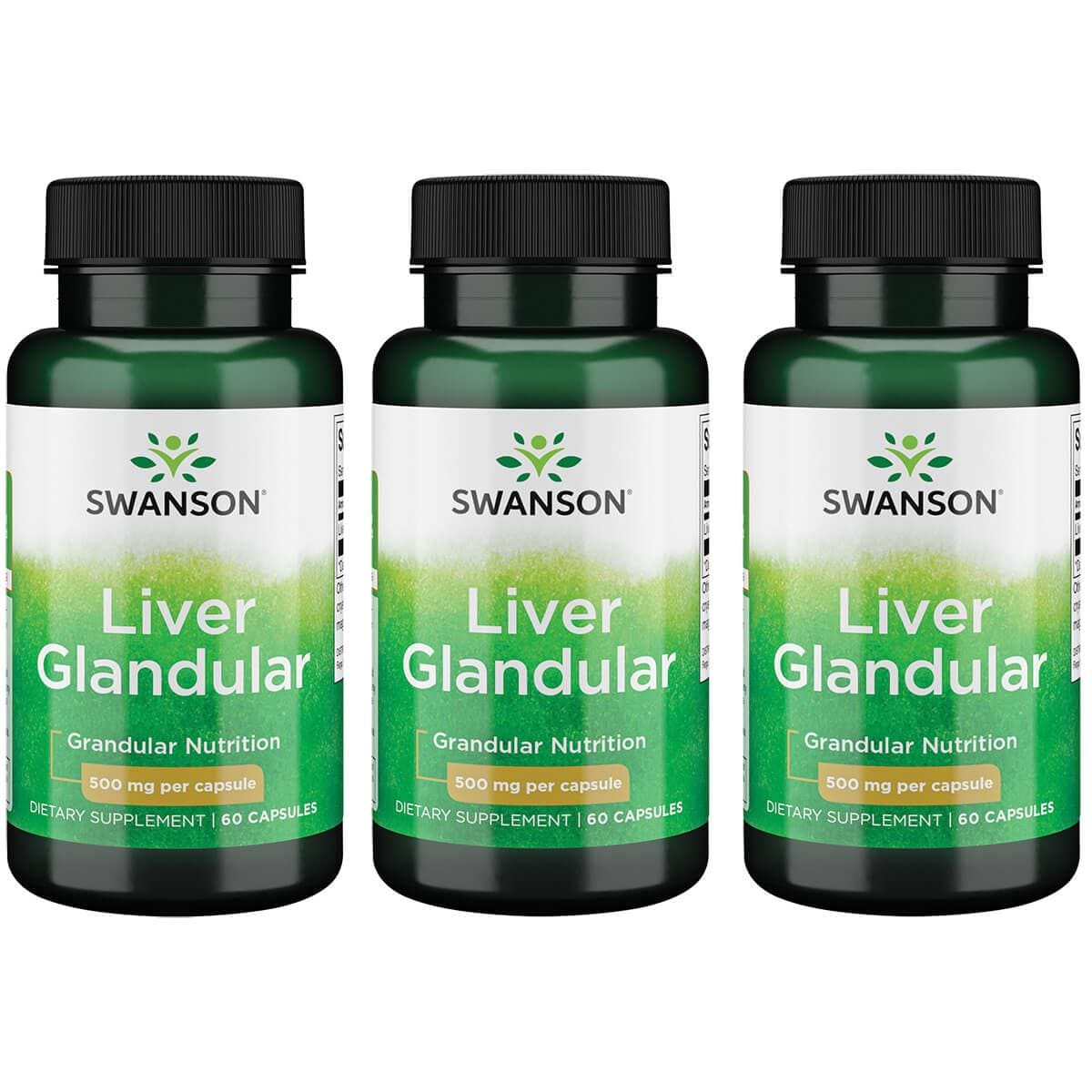 Swanson Liver Glandular 500 mg 60 Caps 3 Pack