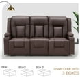 thumbnail image 4 of AECOJOY Manual Reclining Sofa with Cup Holders&Side Pockets, PU Leather Home Theater Seating, 3 Seat Recliner Chair for Adults-Brown, 4 of 7