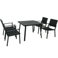 thumbnail image 4 of Clearance! Outdoor Patio PE Wicker 5-Piece Dining Table Set with Umbrella Hole and 4 Dining Chairs for Garden, Deck,Black Frame+Black Rattan, 4 of 9