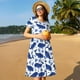 thumbnail image 4 of Fotbe Whale Vestido Largo de Moda para Mujer, Vestido Tipo Camiseta con Manga Corta y Estilo Casual a Rayas y Bloques de Color, 4 of 6