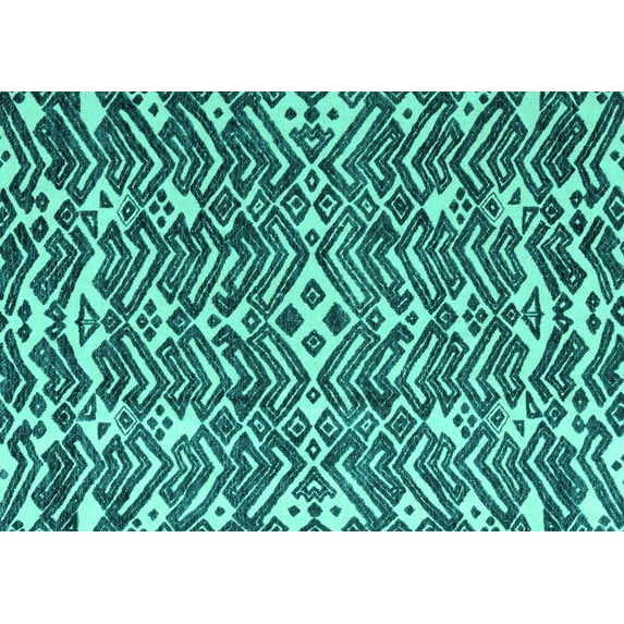 Ahgly Company Machine Washable Indoor Rectangle Abstract Turquoise Blue Modern Area Rugs, 8' x 10'