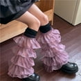 thumbnail image 4 of MZXELPRJD No Show Socks Womens Fluffy Leg Warmers Rib Knit Lolita Girls Boot Socks, Soccer Socks Purple, 4 of 5
