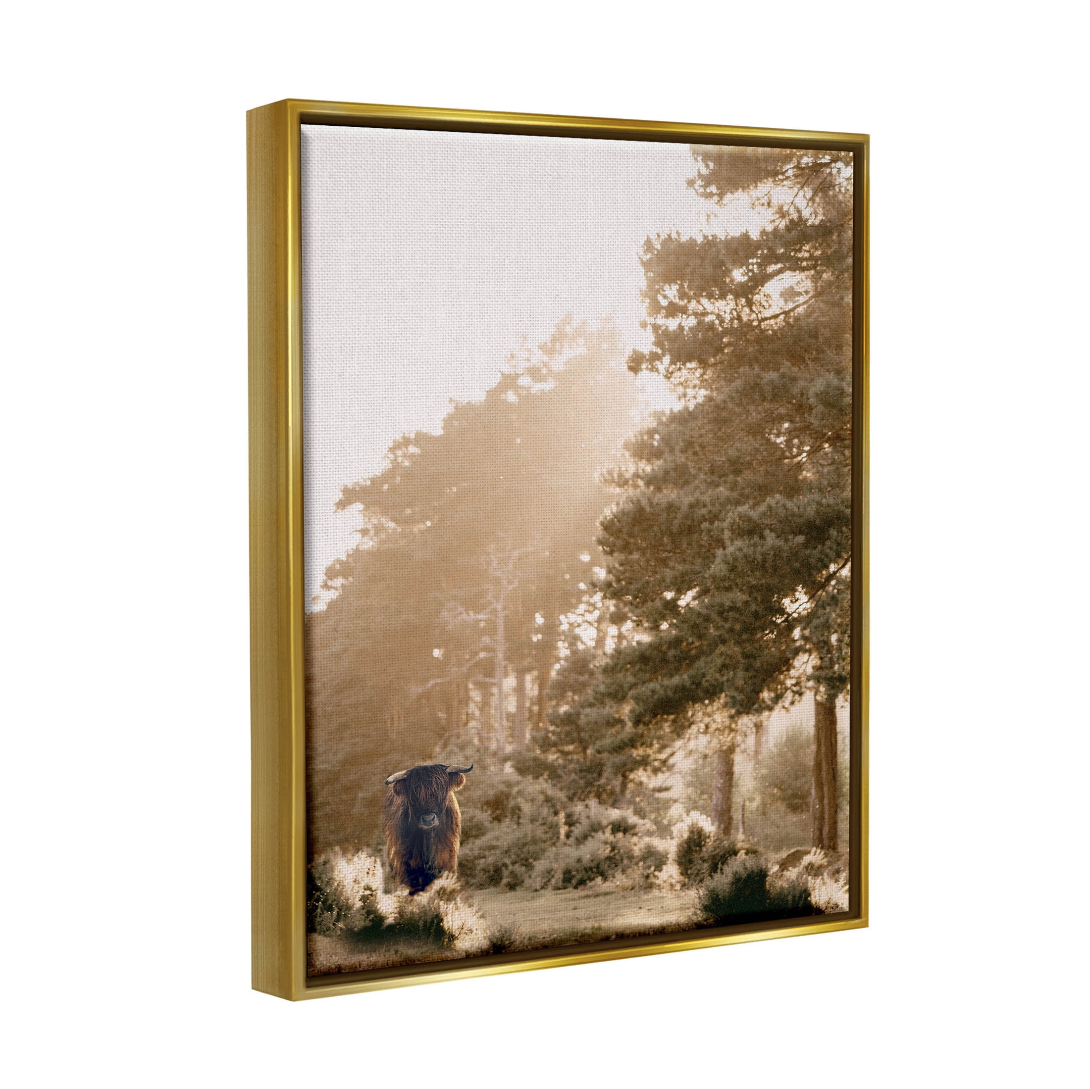 Stupell Industries Rural County Cattle Field Sunlit Rays Photograph Metallic Gold Floating Framed Canvas Print Wall Art, Design by Leah Straatsma