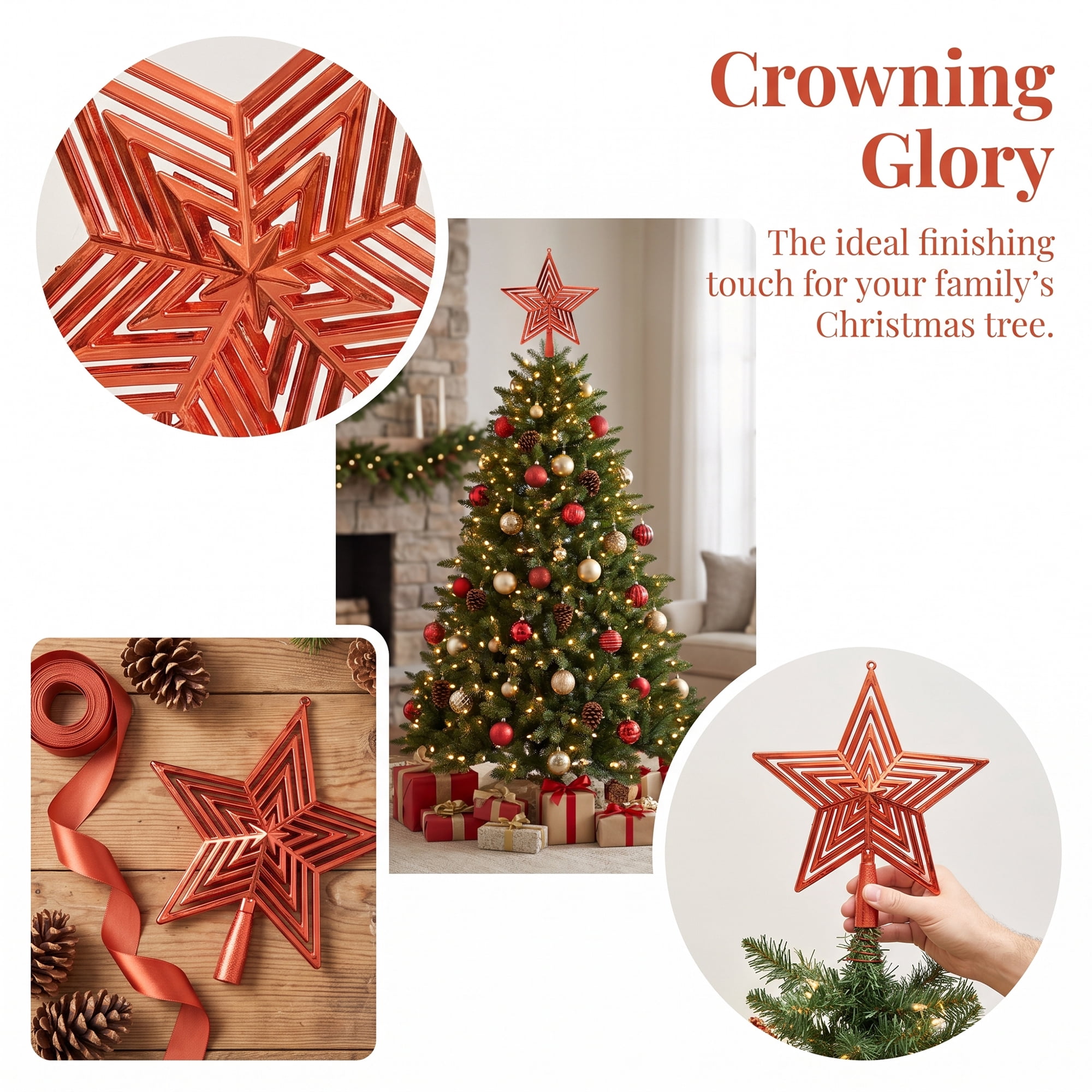 Unique Bargains Openwork Star, A Luxury Adaptable Concealed Canopy Crest Red 15cm