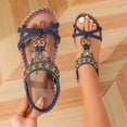 thumbnail image 3 of Xucatan Women's Beaded Bohemian Sandals, Woven Strap Flat Slides with Rhinestone Pendant, Open Toe Ethnic Beach Shoes, Versatile Summer Footwear Gift, 3 of 6