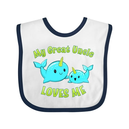 

Inktastic My Great Uncle Loves Me- Cute Narwhal Gift Baby Boy or Baby Girl Bib