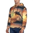 thumbnail image 2 of KLL Sunset Dancing Dolphin A Print Mens Hoodie Long Sleeve Casual Pullover Hooded Sweatshirt Fashion Drawstring Hoodies with Pocket-3X-Large, 2 of 6